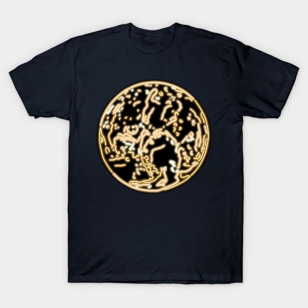 Electric Solar System Neon Pluto T-Shirt by gkillerb